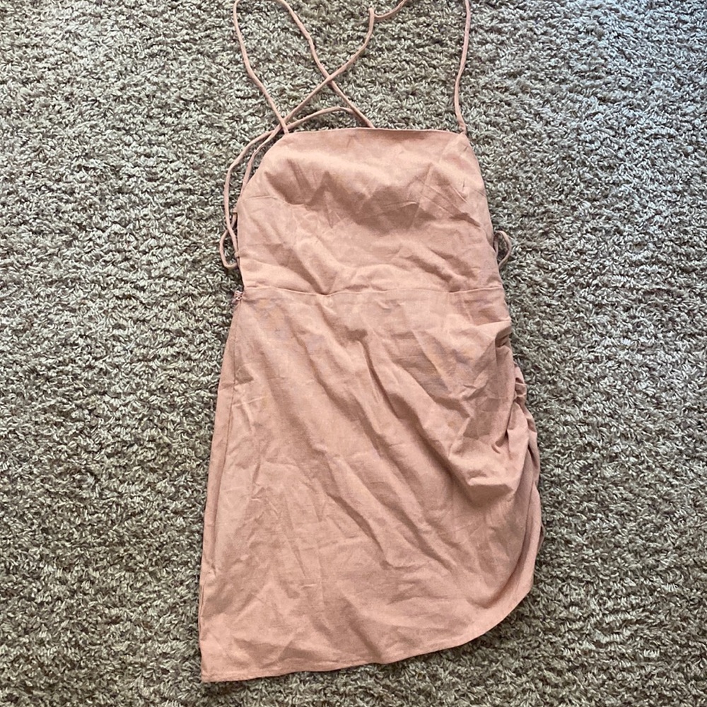 Tan adjustable mini dress